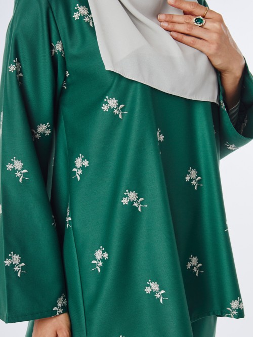 Ivy Embroidered Kurung Kedah Emerald Green